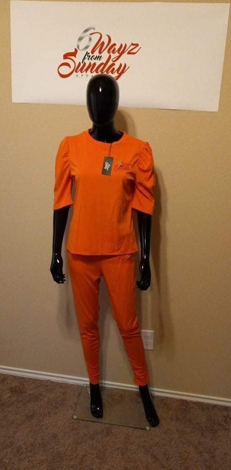 Orange Ladies pants suit
